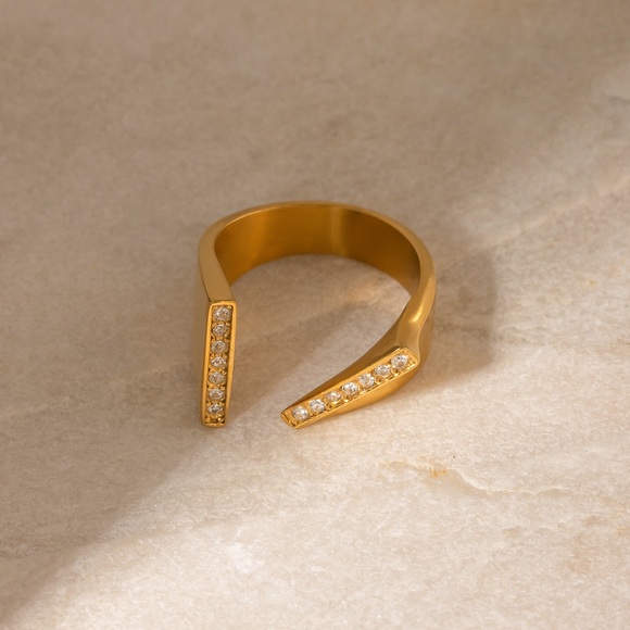 Stainless Steel Asymmetrical Open Ring - Picture 1 of 4